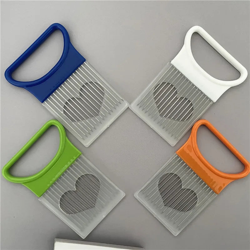 Colorful Stainless Steel Onion Slicer - Effortless Onion Chopping Tool for Perfect Slices - Kitchen Potato Chip Holder