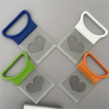 Colorful Stainless Steel Onion Slicer - Effortless Onion Chopping Tool for Perfect Slices - Kitchen Potato Chip Holder