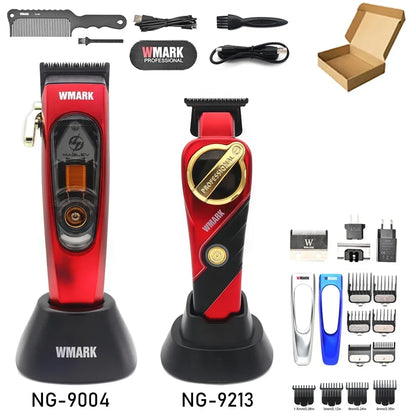 WMARK NG 9213 Professional Hair Trimmer for Men – 9000 RPM Magnetic Motor, DLC T-Blade, Zero Gapped Finishing Clipper