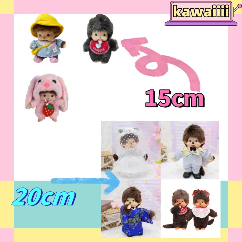 15/20cm Kawaii Mengqi Monkey Plush Doll – School Bag Pendant, Keychain Decor & Cute Birthday Gift