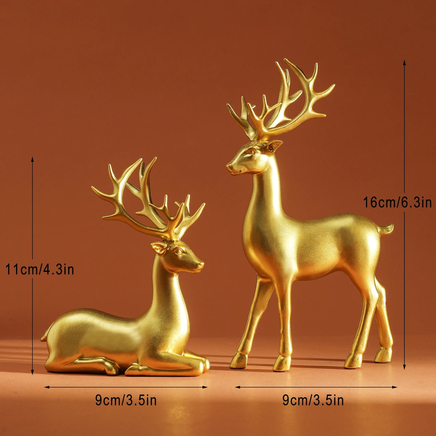 2-Piece Mother & Baby Deer Figurines – Cute Kawaii Sculptures for Kids Room & Christmas Home Decor