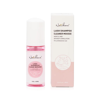 NATUHANA 60ml Gentle Lash Cleansing Mousse - Eyelash Shampoo for Extensions, Grafting, Makeup Removal & Glue Cleanser