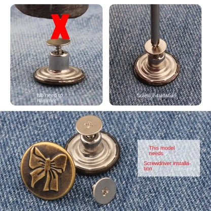 10Pcs No-Sew Metal Jeans Buttons – Removable Nail-Free Waist Adjust Buckles for Pants