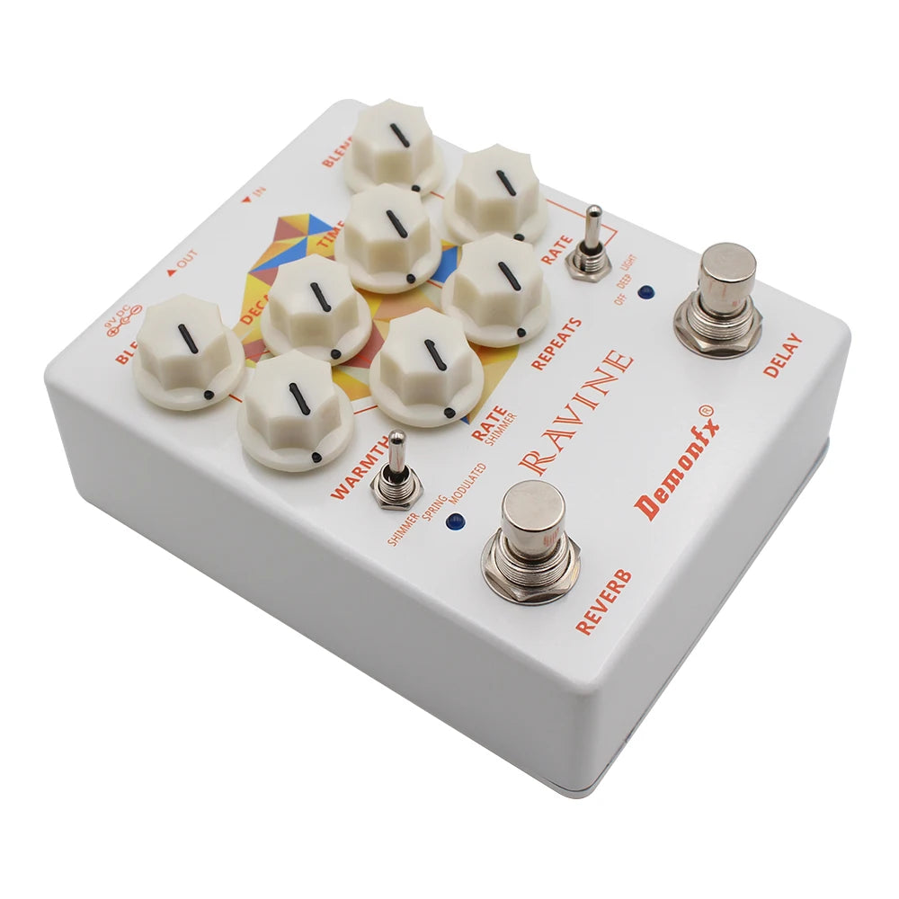 Demonfx-RAVINE Guitar Effects Pedal – Reverb & Delay with True Bypass