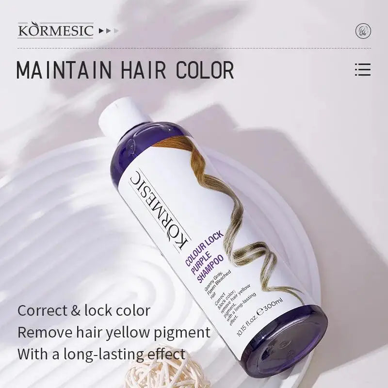 300ml Purple Color Fixing Shampoo – Long-Lasting Hair Dye, Gray Coverage, Fade Yellow After Bleach, Non-Irritating Hair Care