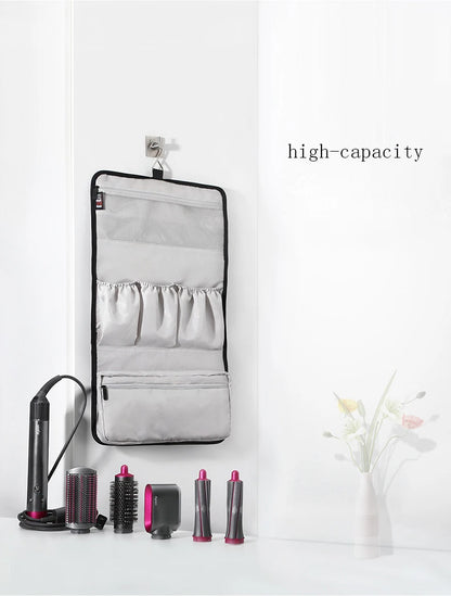 Large Capacity Hair Dryer Case – Dustproof Travel Storage Bag Organizer for Dyson Pre-Styling Dryer & Curling Barrels Pouch