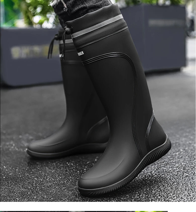 Men’s Waterproof Rain Shoes – Four-Season Non-Slip Soft Sole Outdoor Work & Water Boots