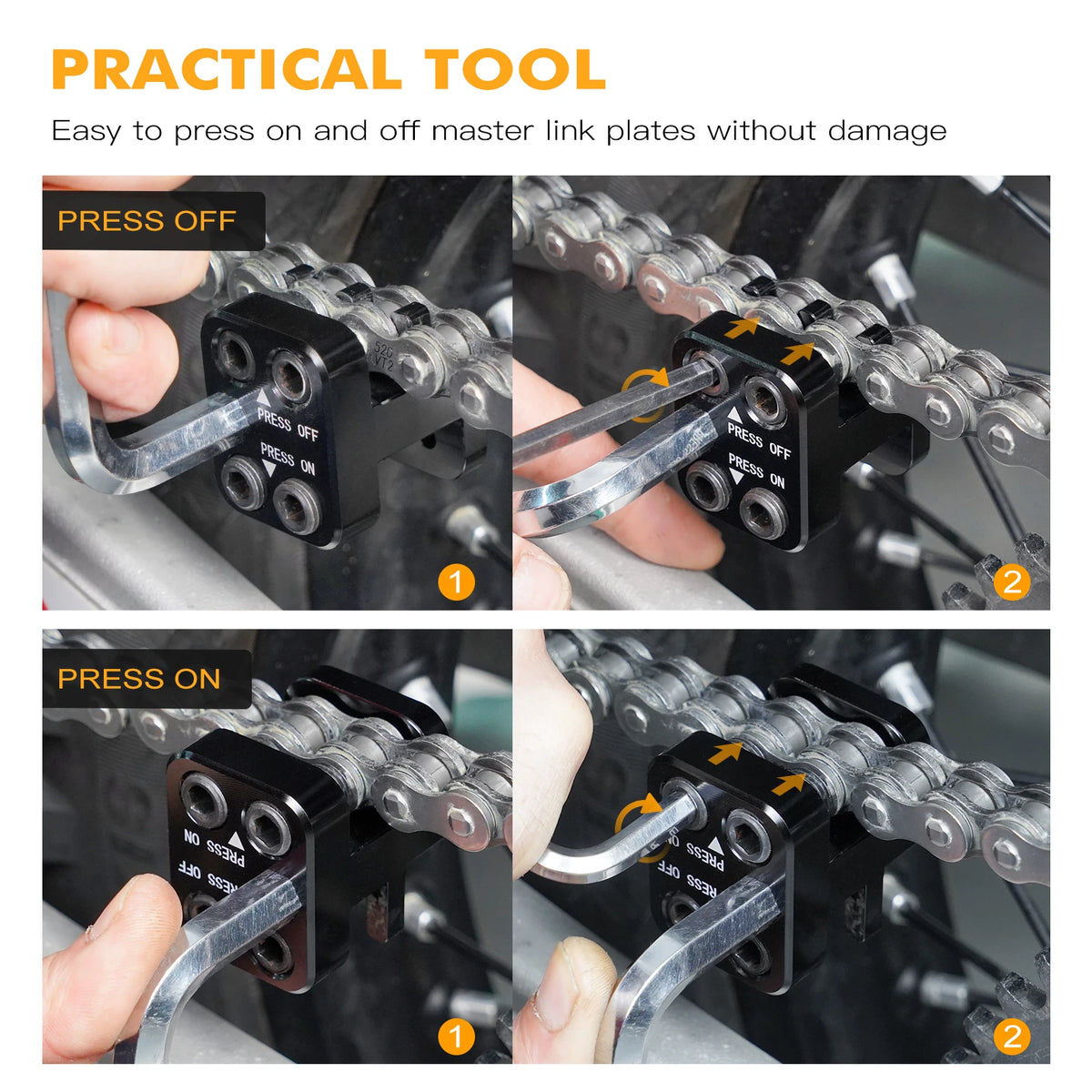 Universal Motorcycle Chain Alignment Tool - 520/525/530 Chain Press and Side Plate Tool for ATV Dirt Bikes