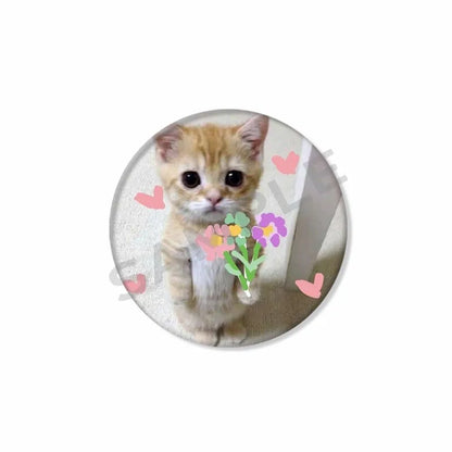 50mm Tinplate Cat Meme Button Pins – Funny Round Brooch Lapel Badge for Hats, Bags & Kids Gifts