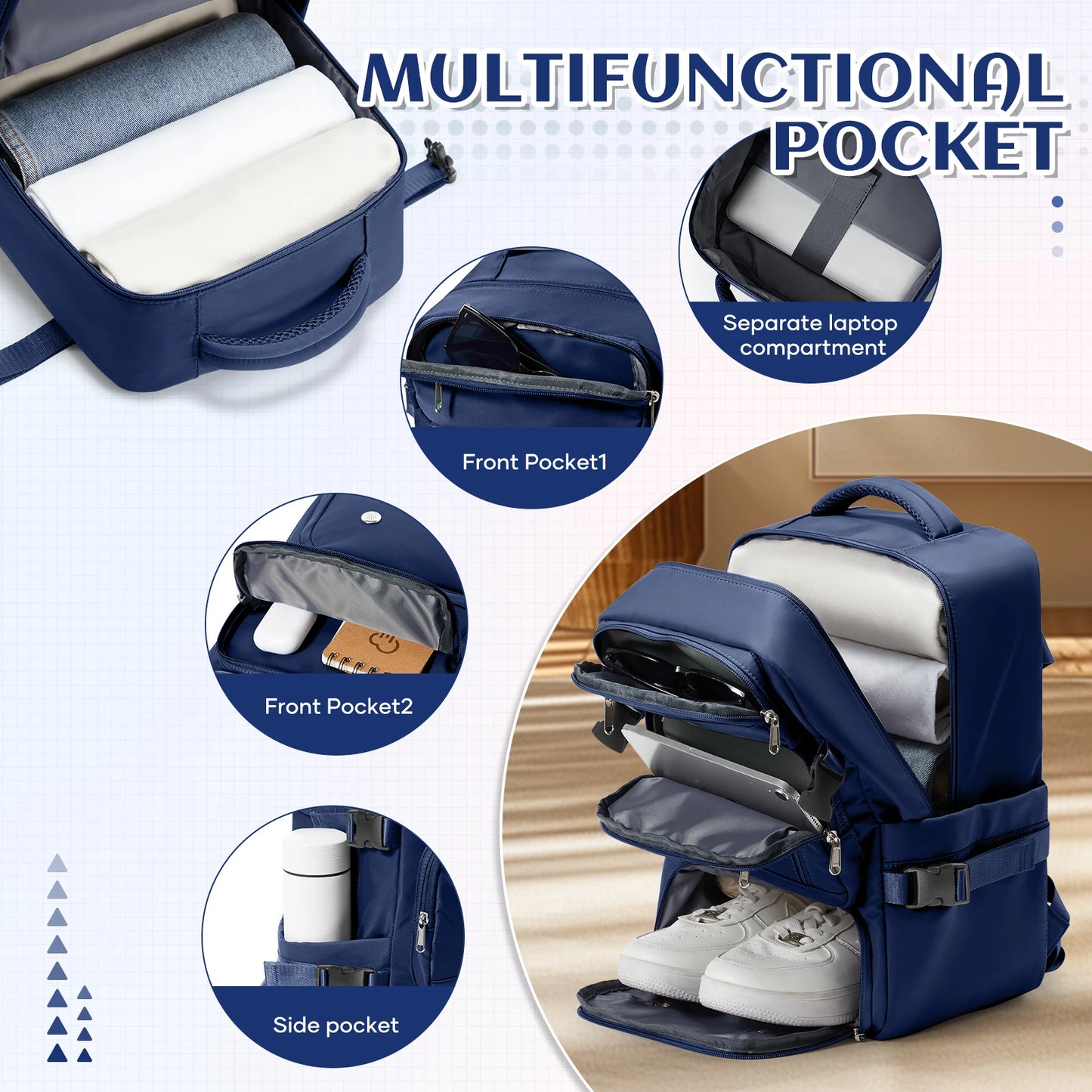 Travel Backpack 40x20x25cm – Airplane Cabin Bag, Anti-Theft Laptop Bag for Men & Women Sports & Trekking