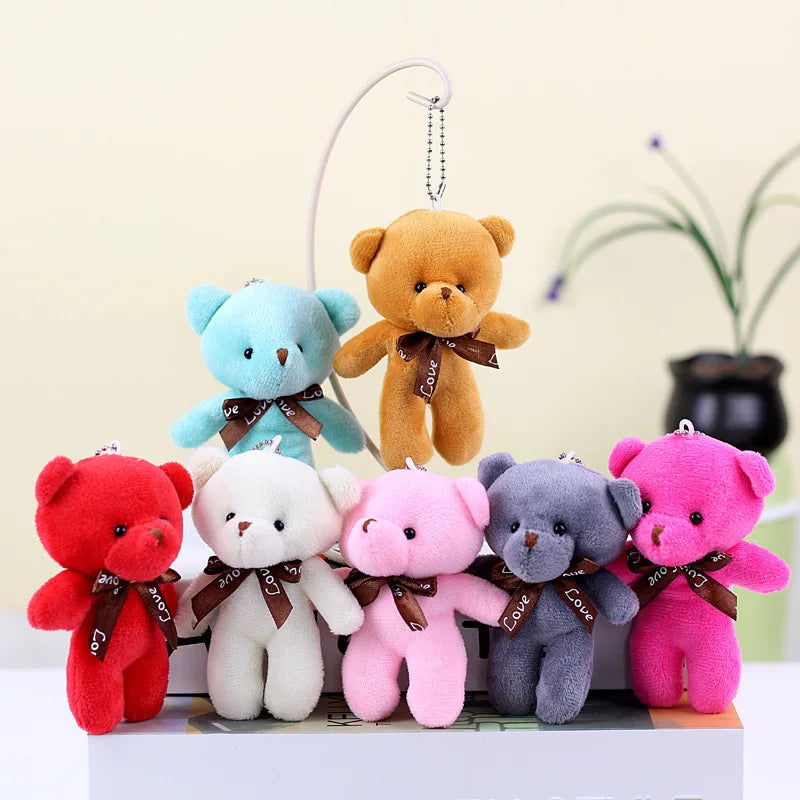 10pcs Mini Bear Plush Keychain — Soft Stuffed Doll Bag Pendant, Cute Toy for Wedding Decoration & Birthday Gift