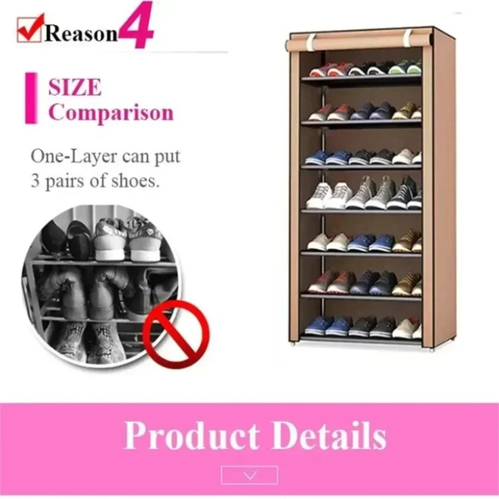 Multilayer Dustproof Shoe Storage Rack – Space-Saving Nonwoven Shoe Cabinet & Organizer for Home Furniture