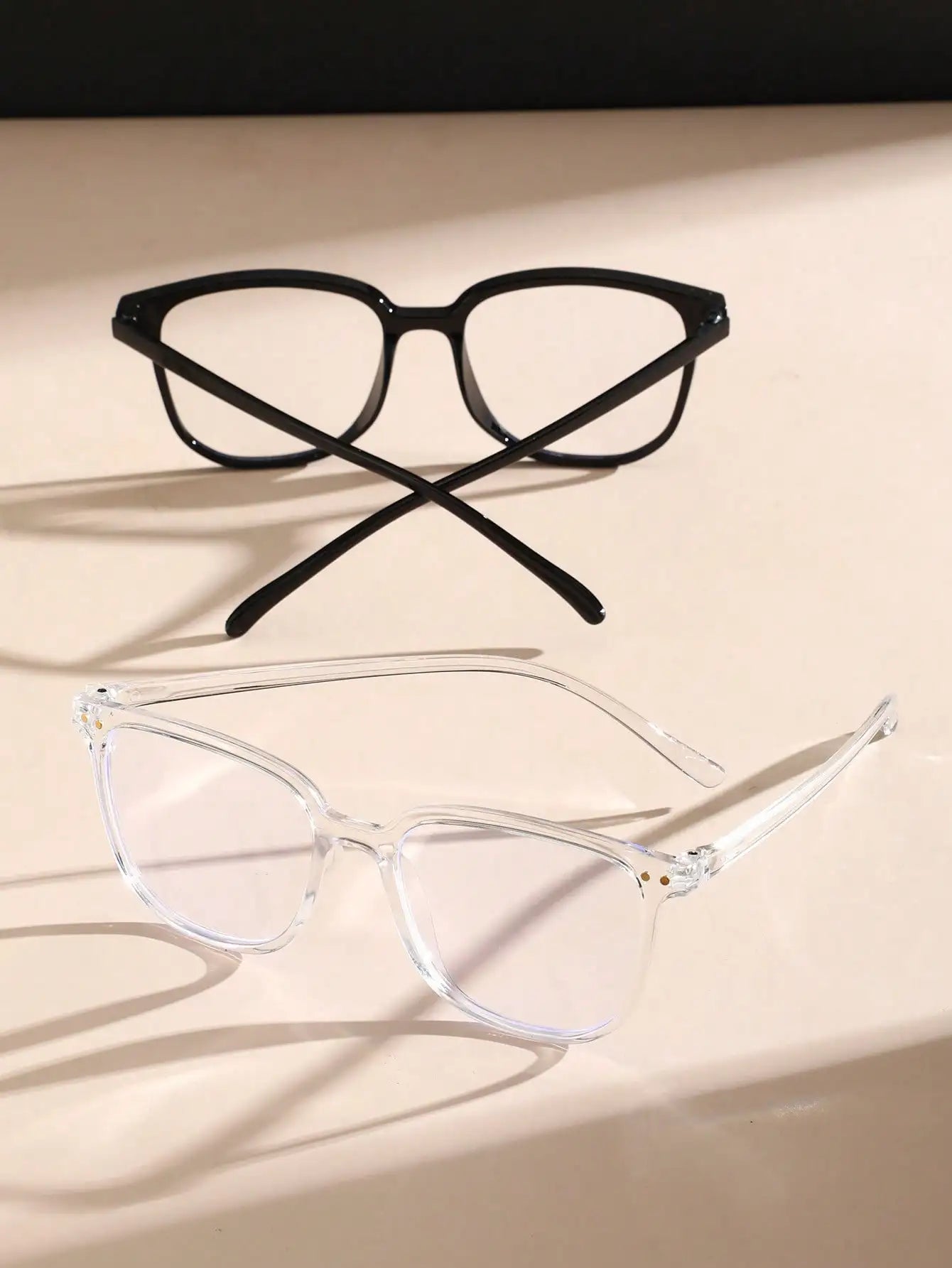 2PCS Classic Square Frame Glasses for Women & Men – Daily Life Eyewear & Clothing Accessories