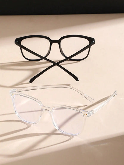 2PCS Classic Square Frame Glasses for Women & Men – Daily Life Eyewear & Clothing Accessories