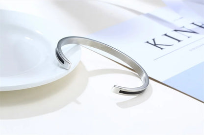 Men's Enamel Bangle - Viking Logo Cuff Bracelet, Stainless Steel Minimalist Bangle for Gentlemen