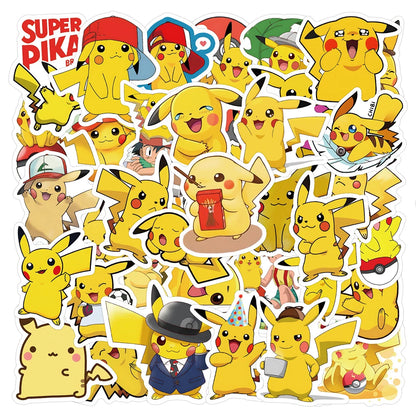 10/30/60-Piece Pokémon Pikachu Sticker Set - Cute Cartoon Vinyl Decals for Laptops, Notebooks, Skateboards, Bikes, and Suitcases