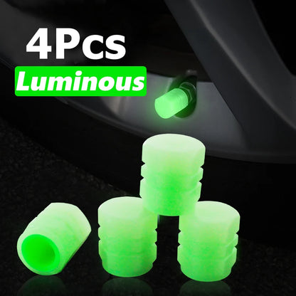 Luminous Valve Caps – Fluorescent Night Glow Tire Caps for Car, Motorcycle & Bicycle (4PCS)