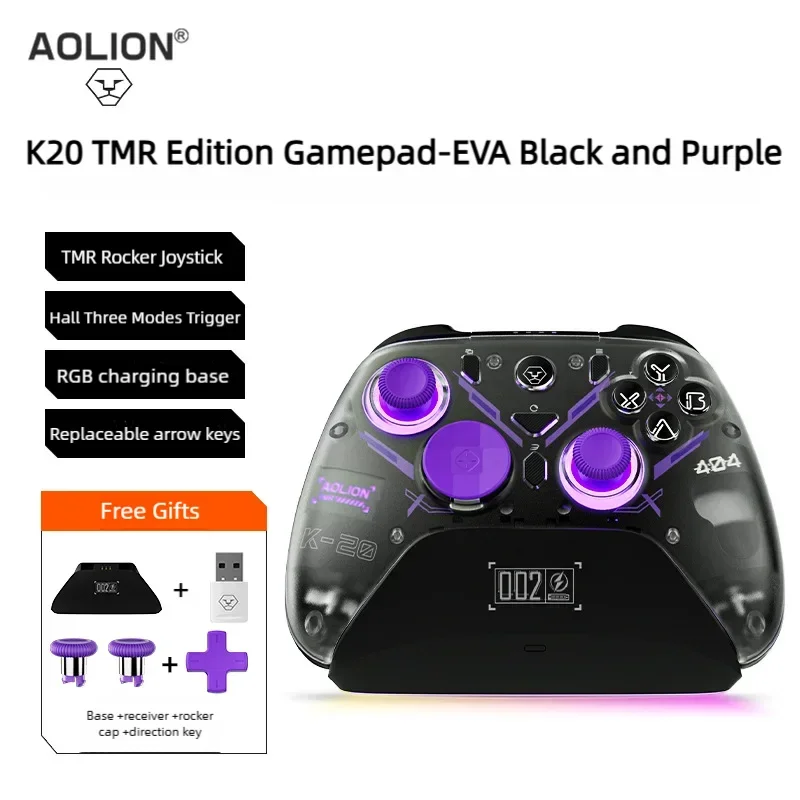 Aolion K10 RGB Wireless Gaming Controller – Gamepad with Charging Dock, Hall Effect Joystick & Trigger for Nintendo Switch 2/PC/Phone