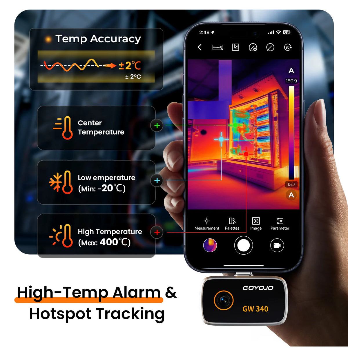 512×384 Thermal Camera Imager - 256×192 IR Resolution Phone Thermal Camera for iPhone 17/16/15 & Android Devices