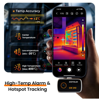 512×384 Thermal Camera Imager - 256×192 IR Resolution Phone Thermal Camera for iPhone 17/16/15 & Android Devices