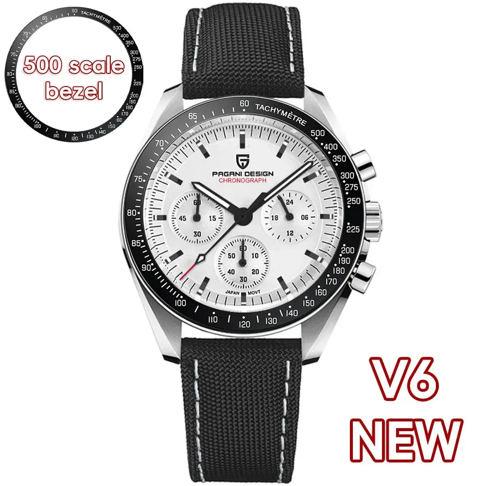 PAGANI DESIGN 2026 Men’s Luxury Quartz Chronograph Watch – AR Sapphire Crystal, Auto Date Speed Wristwatch