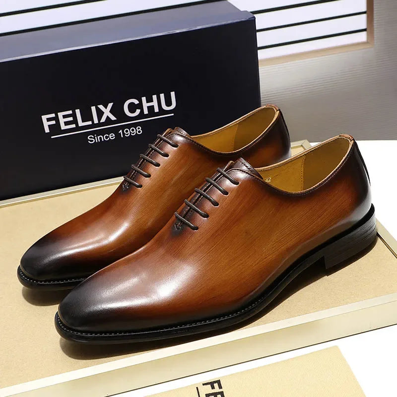 Designer Genuine Leather Men’s Wholecut Oxford Shoes – Luxury Black & Brown Dress Shoes for Business & Formal Wear