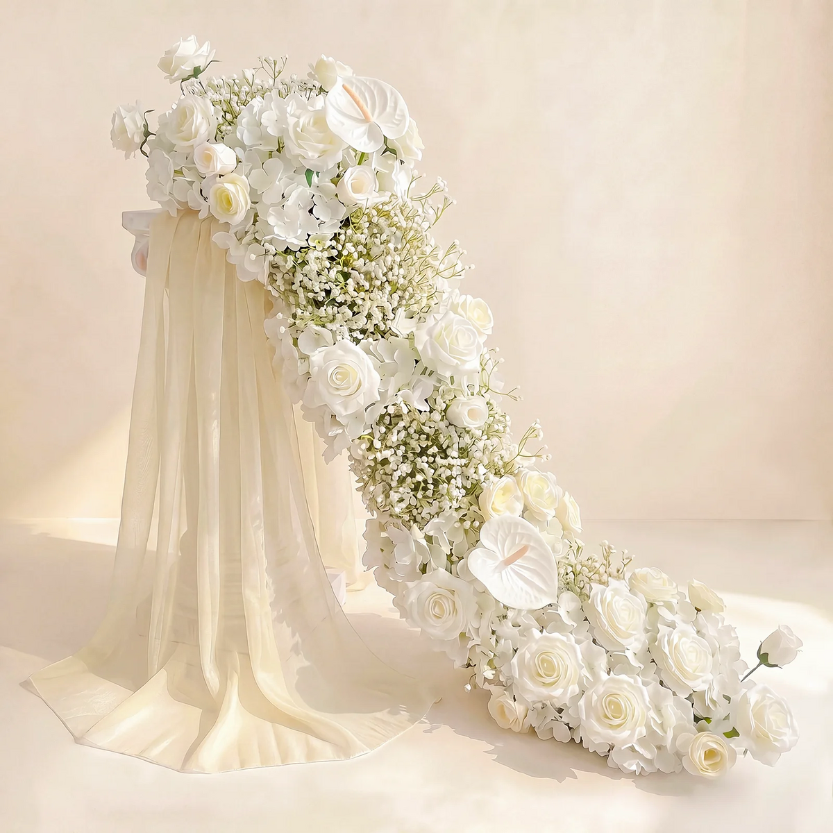 Pink Rose Wedding Flower Runner - Silk Floral Backdrop Decor for Tables, Events & Parties