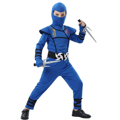 Kids Ninja Costume - Masked Warrior Anime Roleplay Outfit for Boys & Girls, Halloween Party Dress-Up Costume