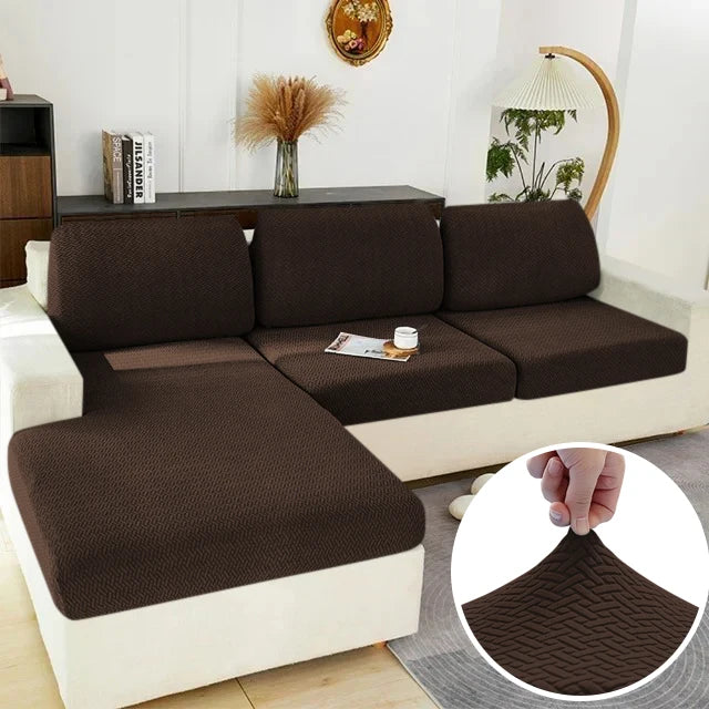 Elastic Jacquard Sofa Cover – Solid Grey Washable Seat Cushion Slipcover Furniture Protector for Sectional Living Room Sofa