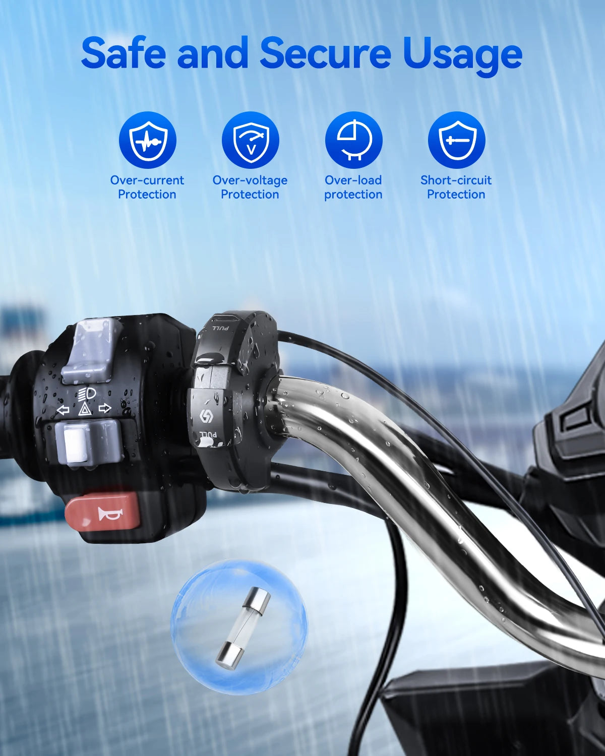 Extractme QC3.0 30W USB Fast Charger – Waterproof Motorcycle Handlebar Mount for Bikes & Cameras