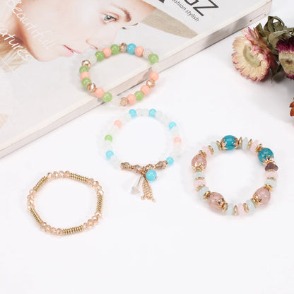 Bohemian Stackable Bead Bracelets - Multilayer Charm Stretch Bangles for Women