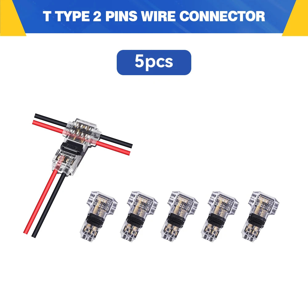 5/10PCS T-Tap 2-Pin (T2) Quick Splice Connectors — No-Solder, No-Peel Wire Terminals for Car & Truck
