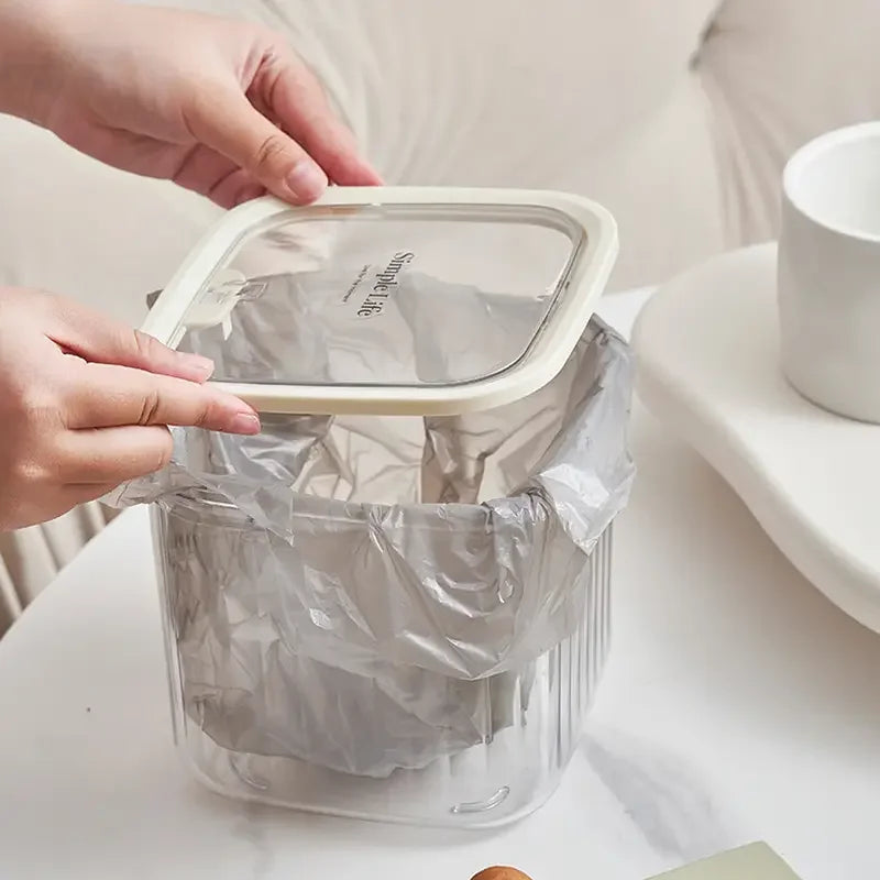 Transparent Mini Desktop Storage Box — Waterproof Pop-Up Cover Organizer for Laundry Detergent, Beads, Powder, Kitchen and Dining Table