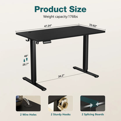 Electric Standing Computer Desk – Height Adjustable Ergonomic Workstation with Metal Frame for Home or Office