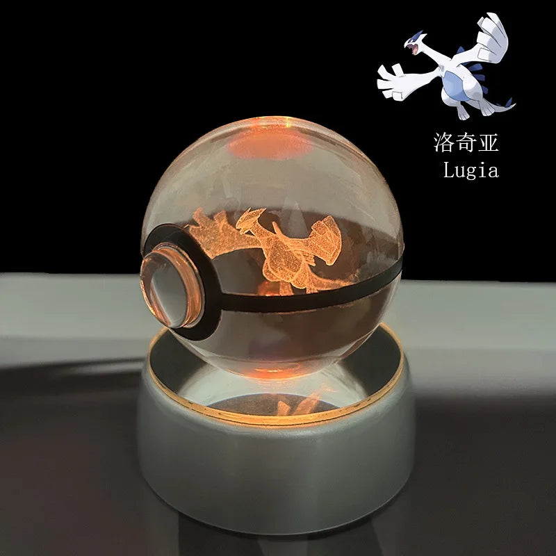Pokemon Crystal Ball Night Light – Pikachu, Gengar, Eevee, Mewtwo & Lucario LED Pokeball, Kids Birthday Gift & Home Decor