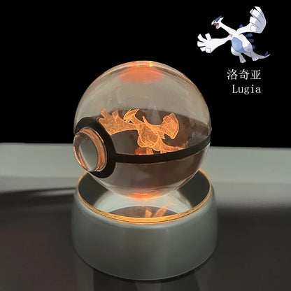 Pokemon Crystal Ball Night Light – Pikachu, Gengar, Eevee, Mewtwo & Lucario LED Pokeball, Kids Birthday Gift & Home Decor
