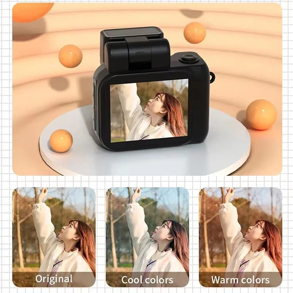 Y4000 Mini HD 1080P Camera with Screen – Portable Retro Compact Video Recorder with Flash and Battery Dock