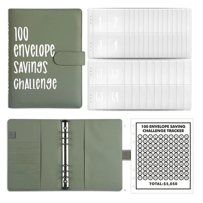100 Envelopes Money Saving Challenge Binder – Password Lock Budget Organizer for Cash, Cost & Expense Management Notebook