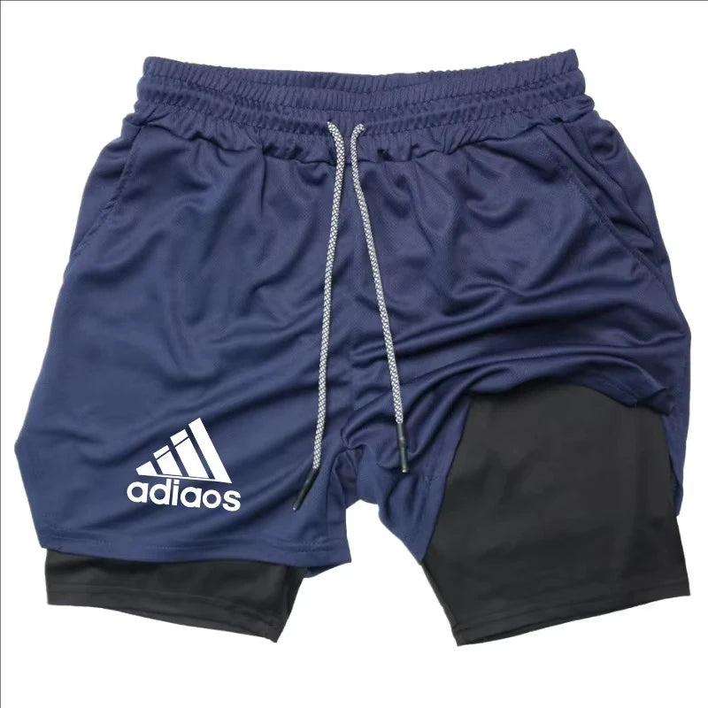 Men’s 2-in-1 Compression Running Shorts – Breathable Mesh Quick-Dry Gym Fitness Training Sports Shorts for Summer Workout