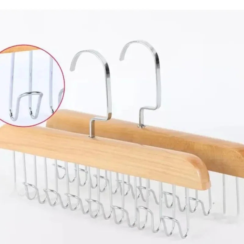 Solid Wood Clothes Drying Rack – 8-Hook Multi-Purpose Hanger for Clothes & Pants, Portable Home Organizer