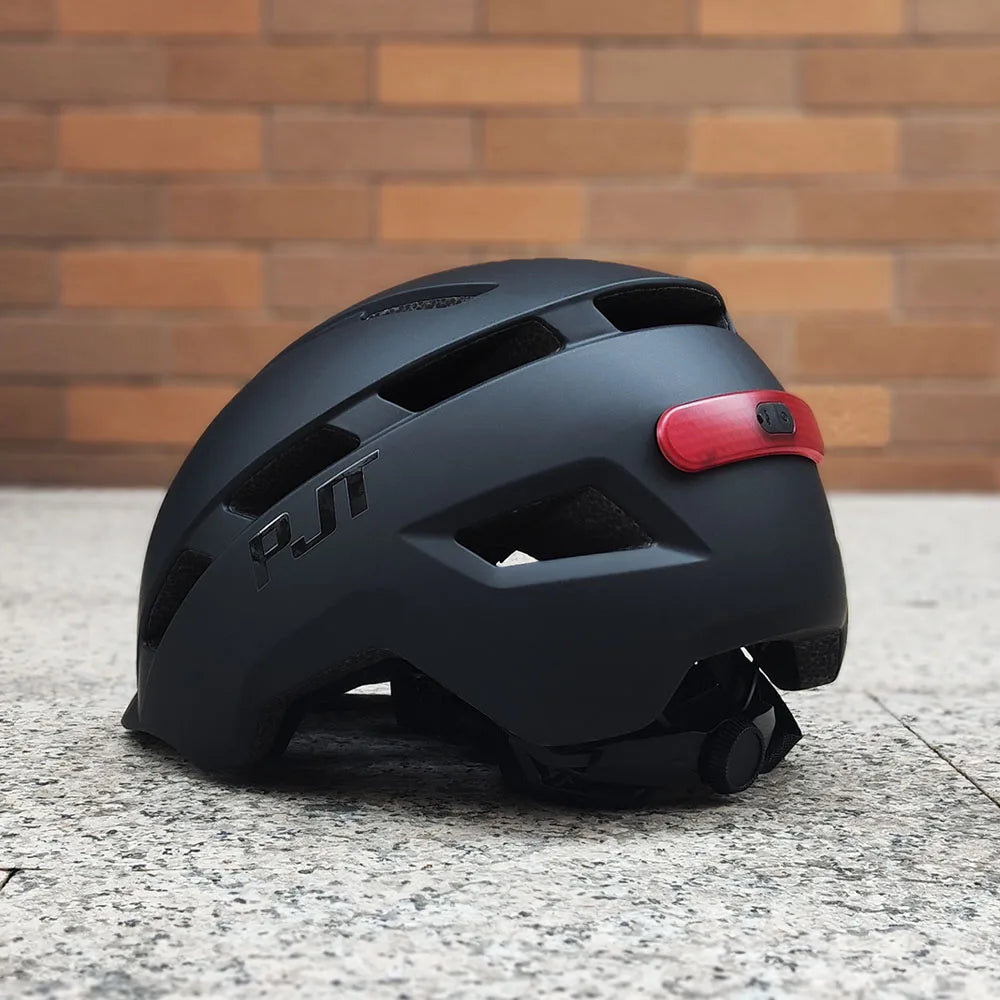 PJT New Cycling Helmet - In-Mold Mountain & Road Bike Helmet with USB Rechargeable Tail Light, Sports Safety MTB Helmet