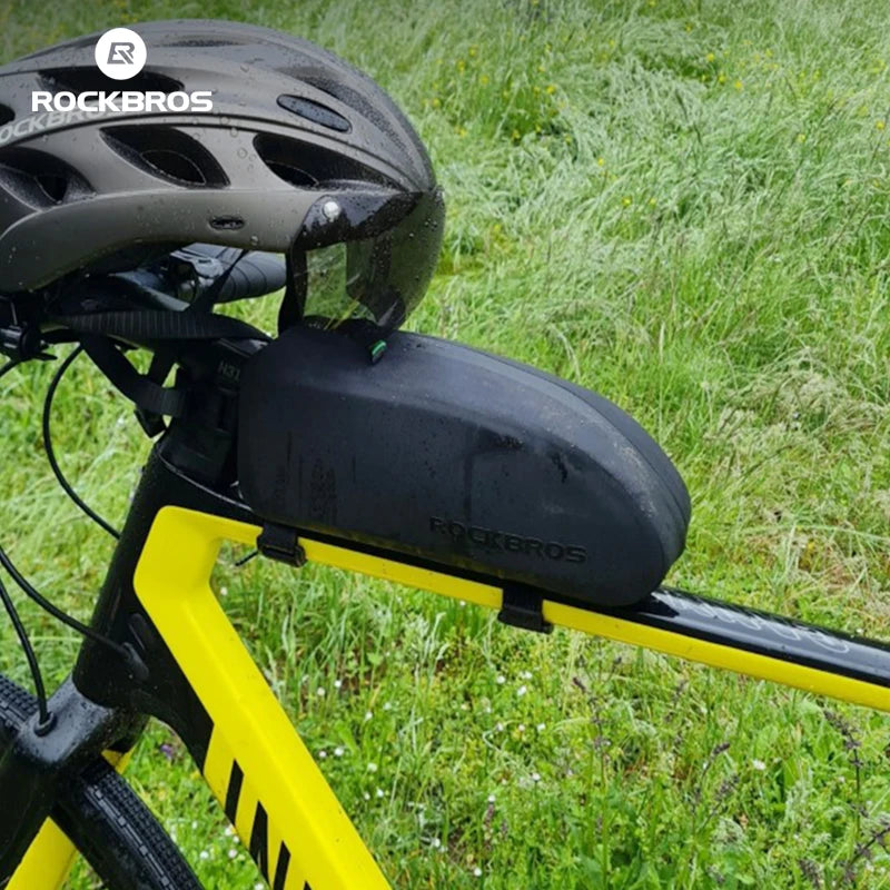 ROCKBROS Waterproof Bicycle Frame Bag – Large Capacity Top Tube MTB & Road Bike Pannier, Black Cycling Accessory