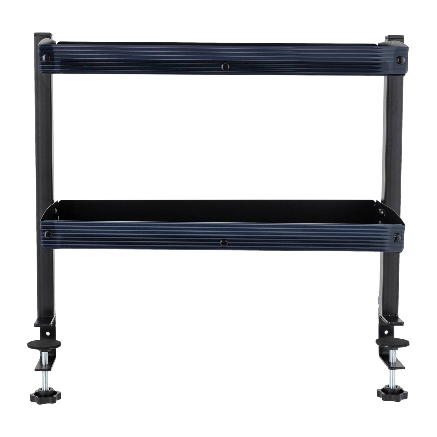 2-Tier Clamp-On Desk Shelf – Corner Table Organizer, Above or Under Desk, Black