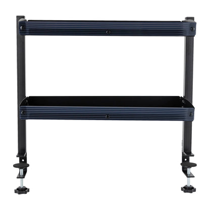 2-Tier Clamp-On Desk Shelf – Corner Table Organizer, Above or Under Desk, Black