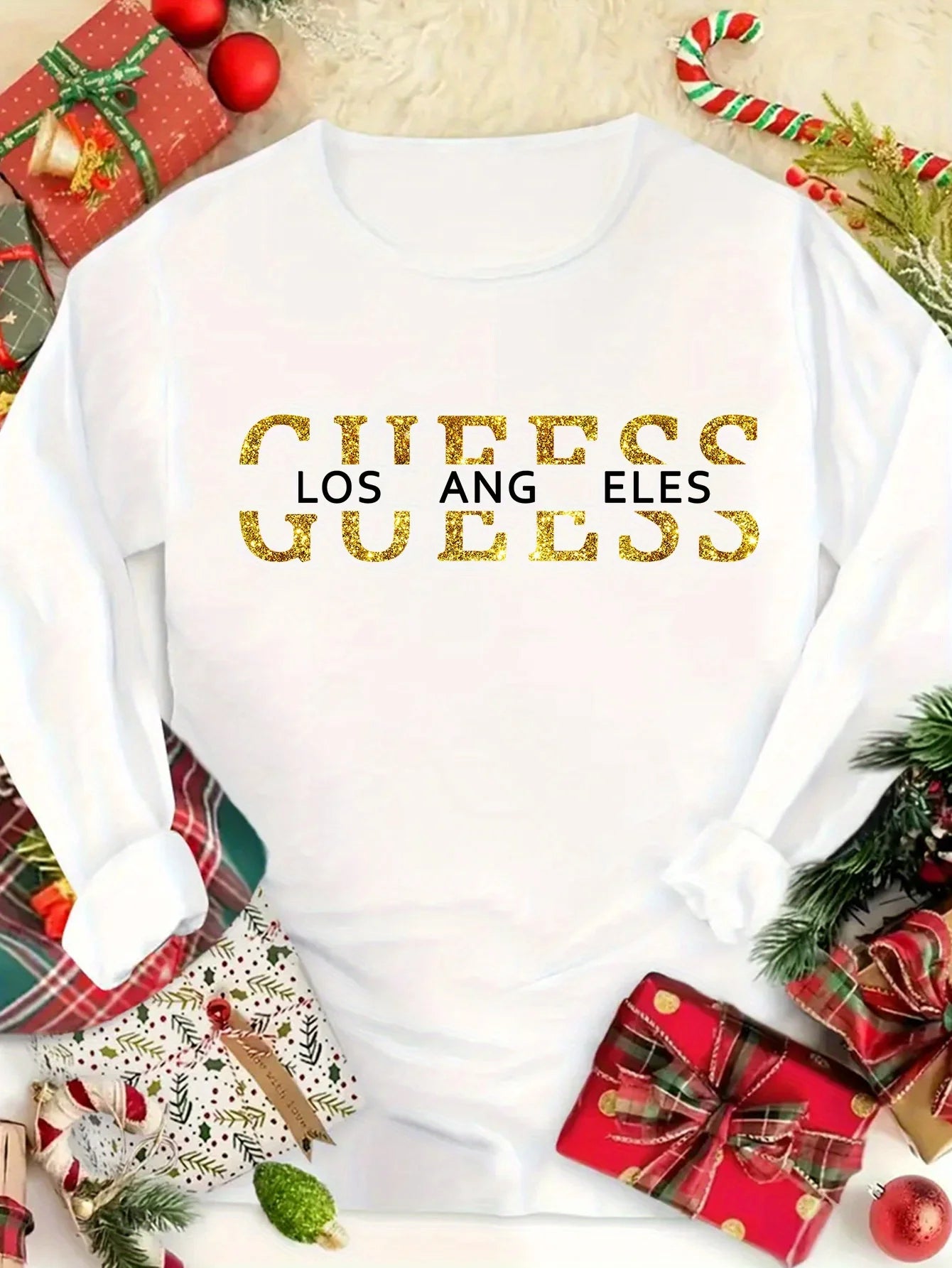 Women's Letter Print Warm Base Layer - Autumn & Winter Cross Printed T-shirt, Casual Round Neck Long Sleeve Top