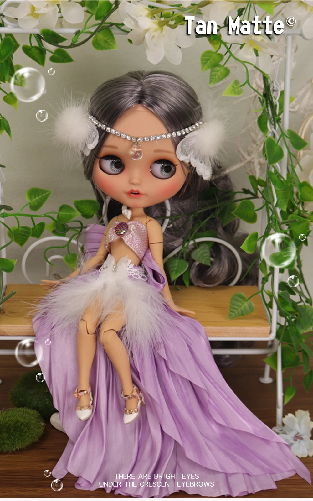 ICY DBS Blyth Doll – 1/6 Joint Body BJD Anime Girl with Tan Skin, Matte Face & Pouting Mouth OOAK OB24