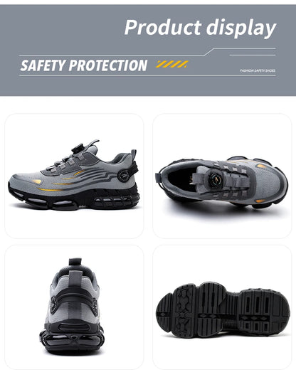 Rotating Button Men’s Safety Shoes – Anti-Smash & Anti-Puncture Work Boots, Fashion Sport Protective Footwear