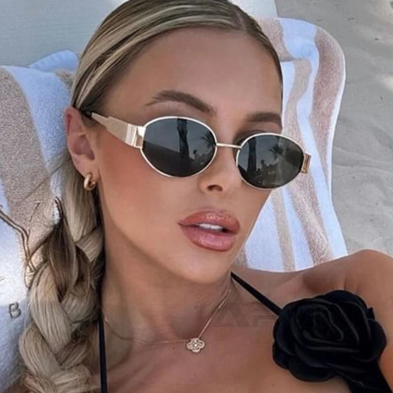 Fashion Oval Retro Sunglasses for Women – Classic Metal UV400 Goggles, High-Quality Outdoor Eyewear for Men & Women