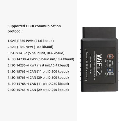 OBD2 WiFi ELM327 V1.5 Scanner - Car Code Reader Diagnostic Tool for iPhone iOS & Android