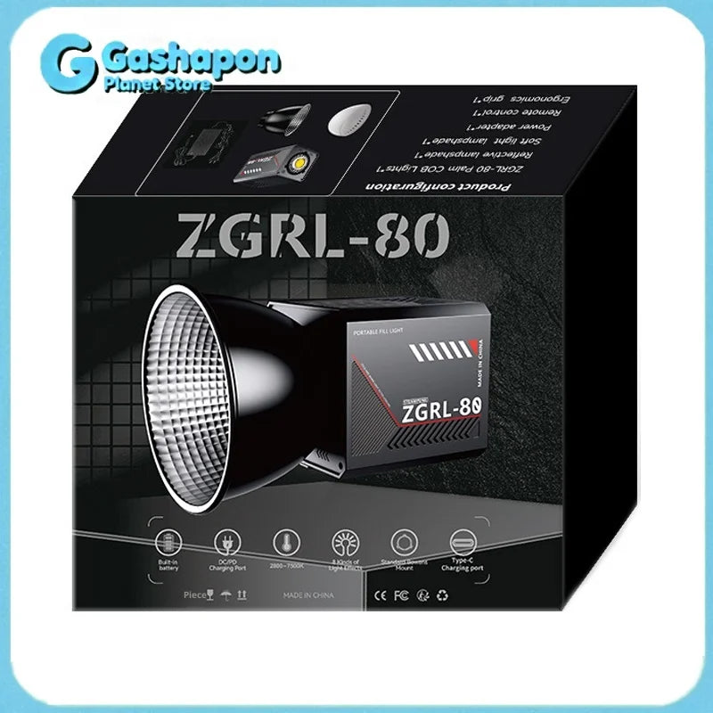 ZGRL80 80W COB Handheld Video Light - Powerful LED Continuous Lighting for Photo & Video